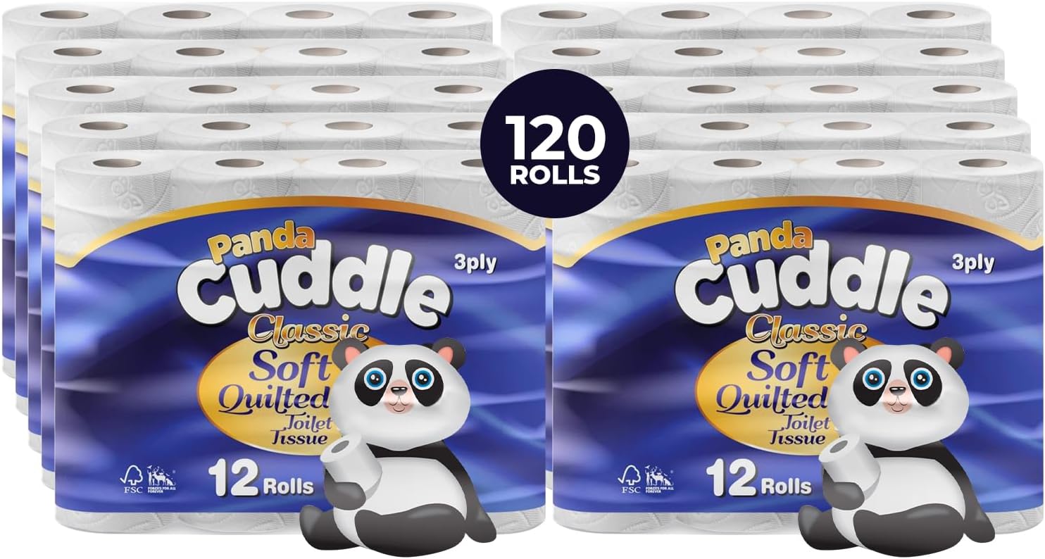 3‑Ply Quilted Toilet Paper – Ultra Soft & Gentle Bulk Loo Rolls, Bulk Bathroom Tissue - Maxi Value Pack of 120 Rolls