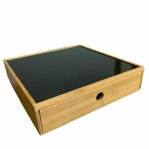 Bamboo Coffee Pod Holder Stand – Tea & Coffee Machine Organizer with Sliding Drawer Storage