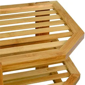 Premium Bamboo 3-Tier Corner Dish Rack – Space-Saving Plate Organizer & Kitchen Shelf