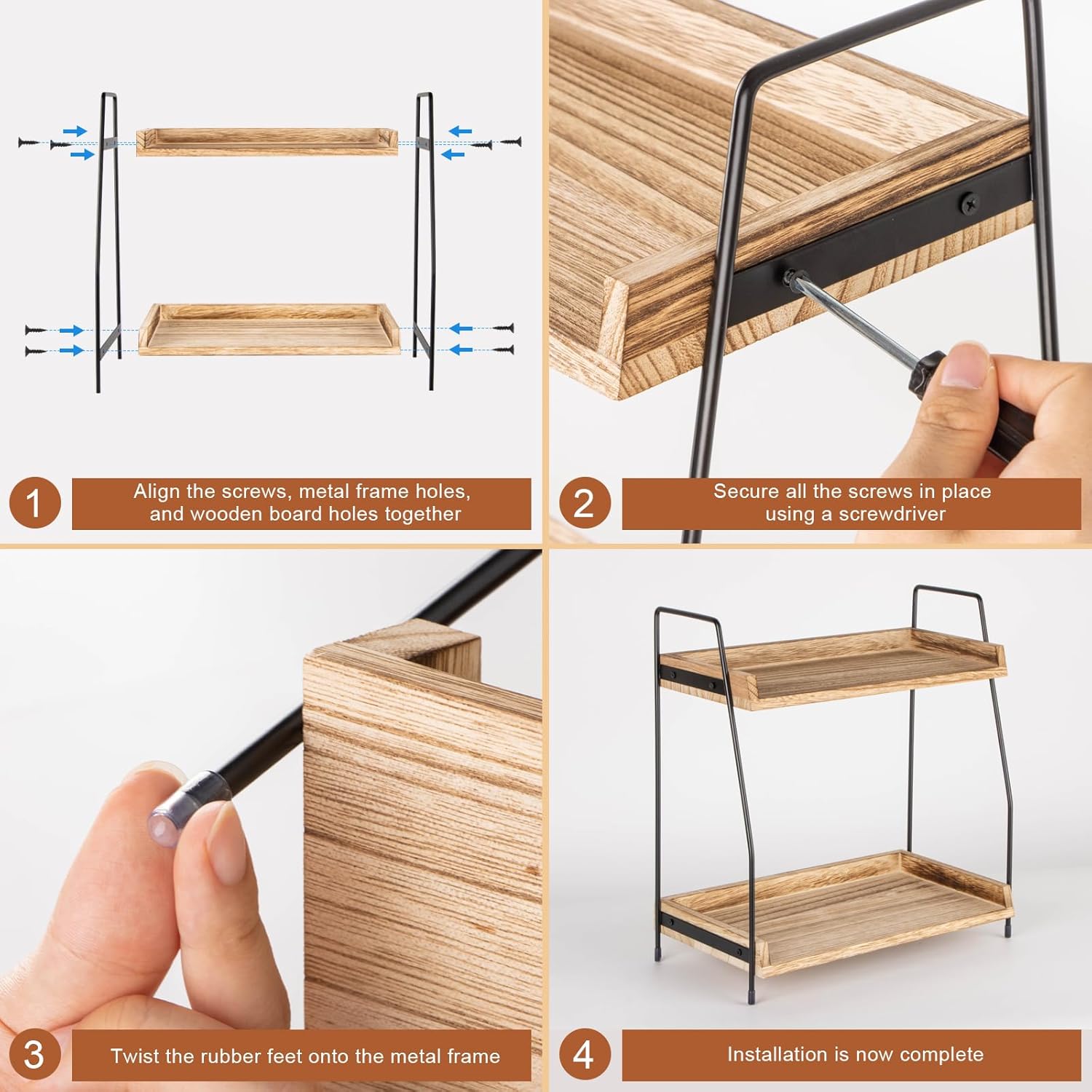 ANBOXIT Coffee Station Organizer for Countertop, 2 Tier Coffee Bar Accessories and Organizer, Wooden Kitchen Storage & Organisation, Countertop Organiser for Kitchen, Home, Office - Brown