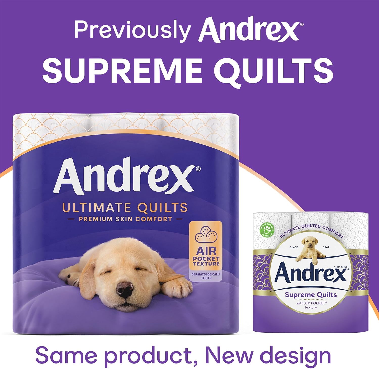 Andrex Ultimate Quilts Toilet Paper 24 Rolls, Air Pocket Technology for Soft, Thick Sheets – 24 Quilted Toilet Rolls x 1 Pack, FSC Certified