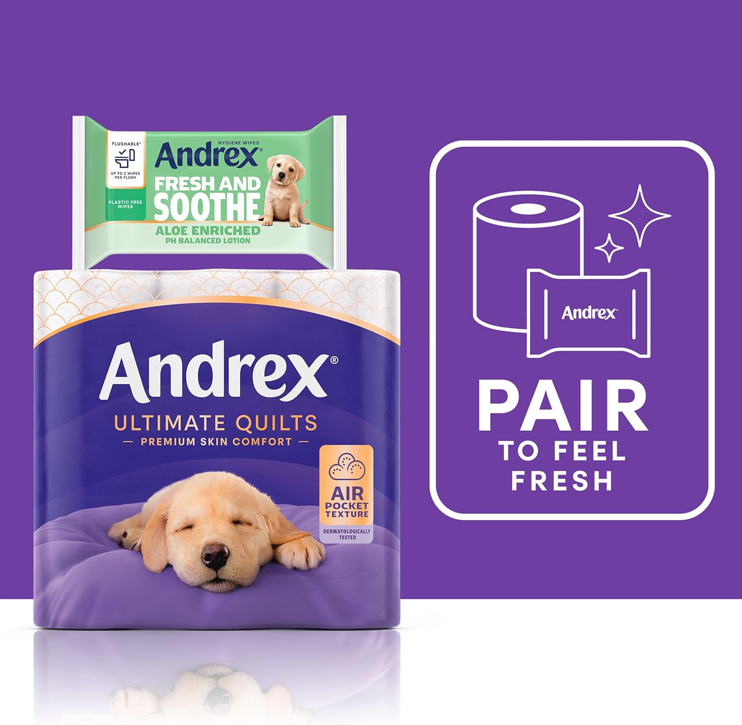 Andrex Ultimate Quilts Toilet Paper 24 Rolls, Air Pocket Technology for Soft, Thick Sheets – 24 Quilted Toilet Rolls x 1 Pack, FSC Certified