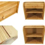 Bamboo Double Decker Bread Box – 2-Layer Large Bread Bin with Clear Front Window & Cutting Board Lid