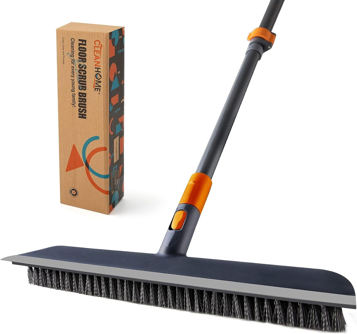 Floor Scrubbing Brush with Squeegee/Handle,2-1 Bathroom Tile Cleaning Brush.Suitable for Cleaning Floors, Corner Gap, Patios,Indoor,Living Rooms, Swimming Pool，etc.