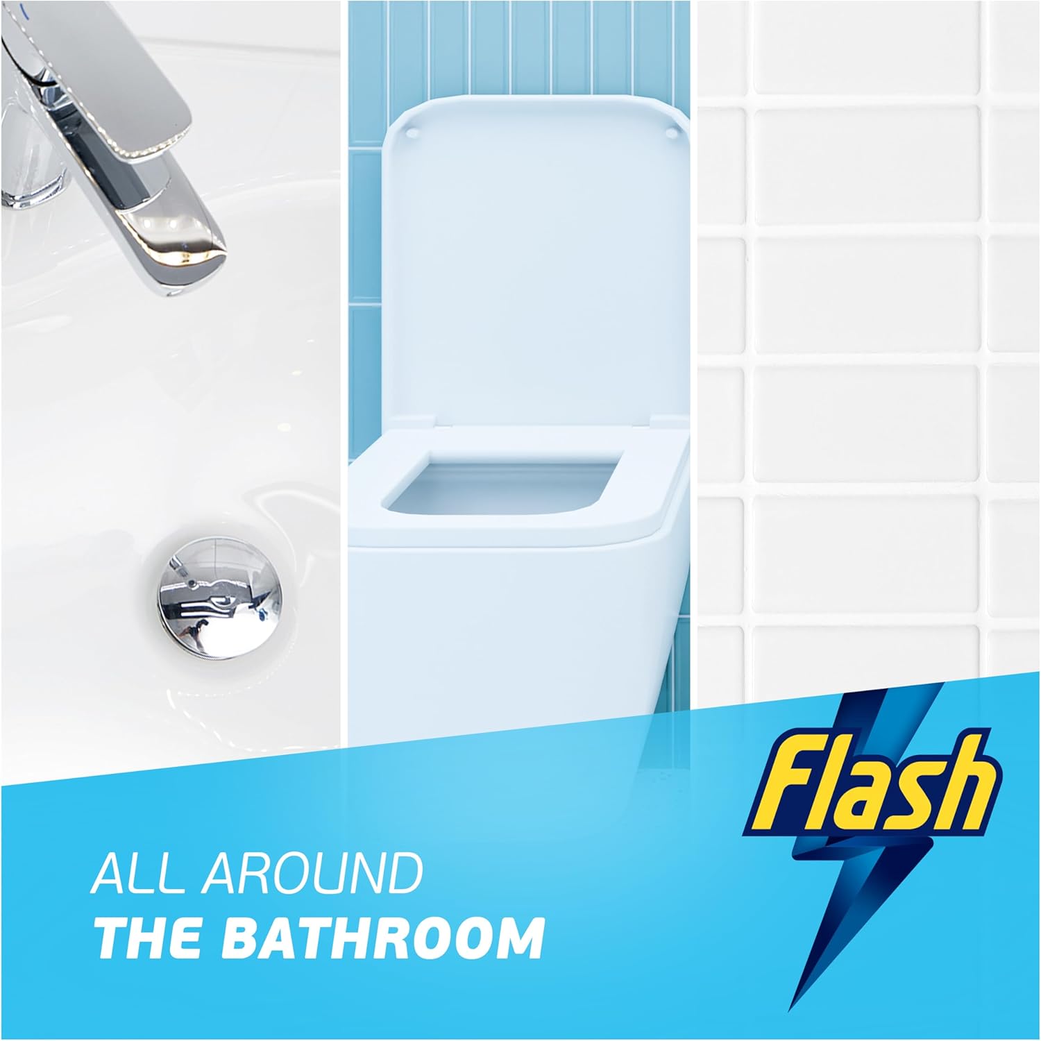 Flash Bathroom Cleaner Spray, 8 Litres (800 ml x 10), Bathroom Cleaning, Limescale Remover & Long Lasting Shine With Febreze Freshness, Bath Cleaner