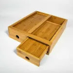Bamboo Coffee Pod Holder Stand – Tea & Coffee Machine Organizer with Sliding Drawer Storage
