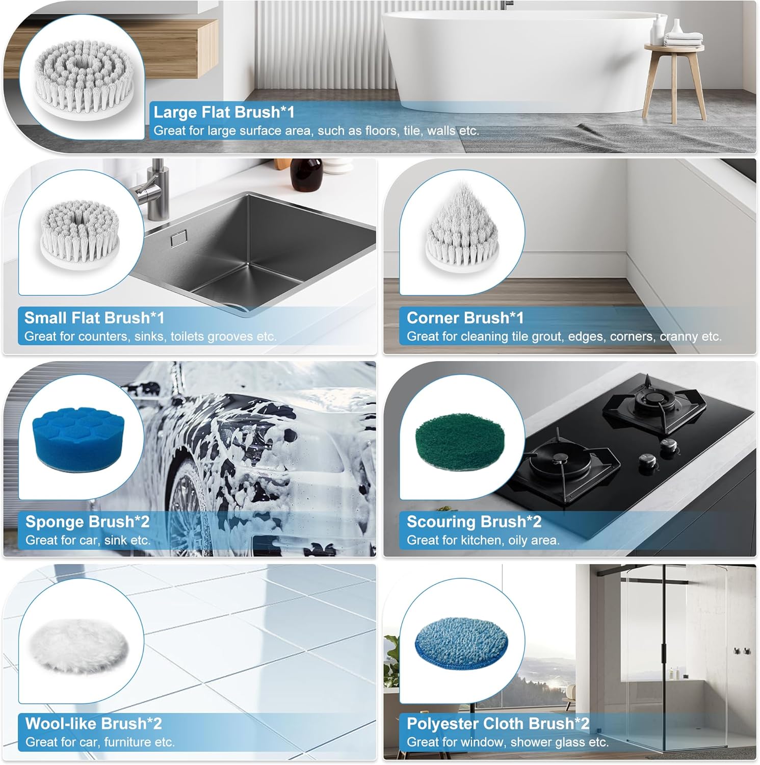 GeeSoul Electric Spin Scrubber, 13 in 1 Electric Cleaning Brush, Large Power with 2 Adjustable Speeds, Shower Cleaner Brush for Bathroom, Tub, Toilet, Kitchen