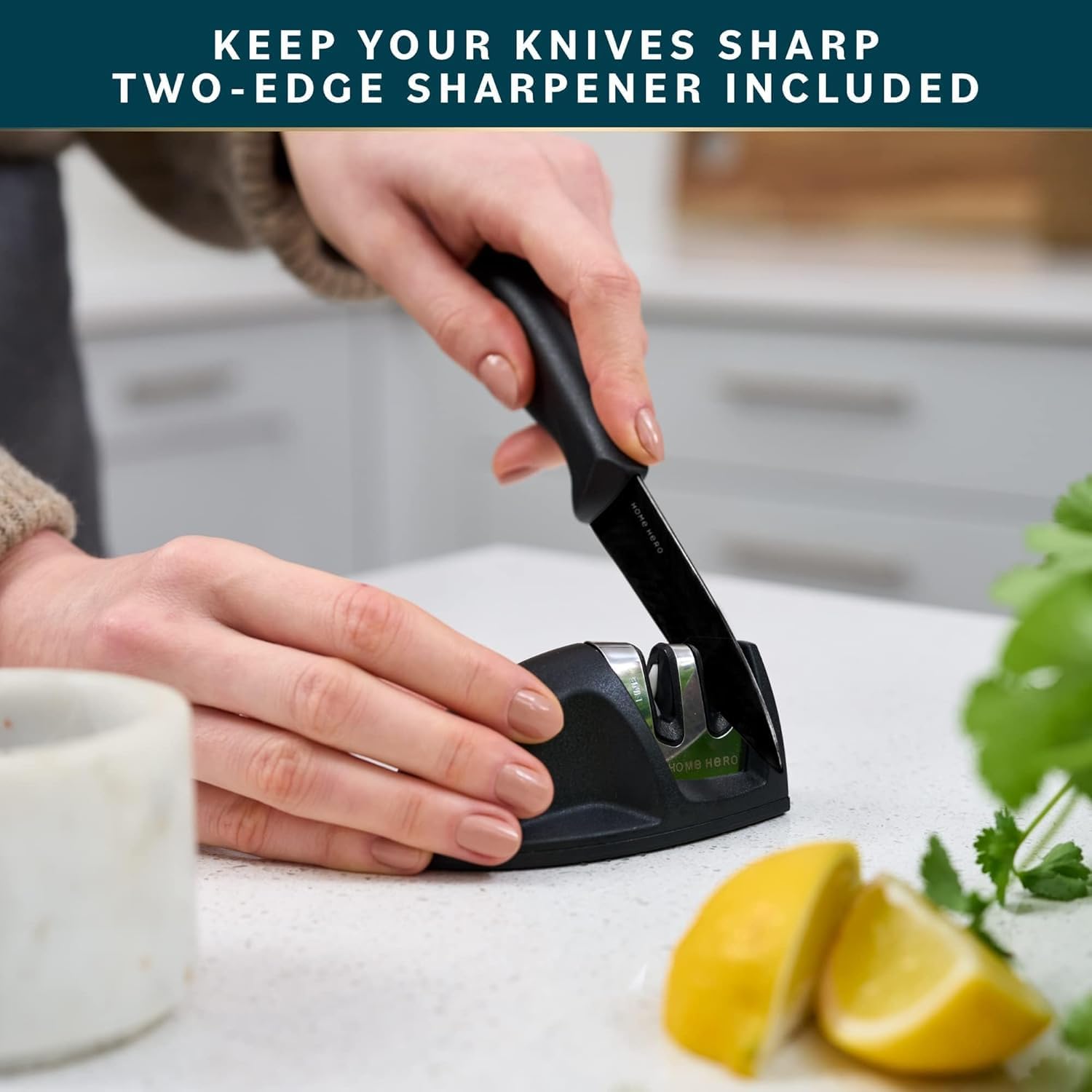 Home Hero Ultra-Sharp Stainless Steel Kitchen Knife Set - Chef Knives Set (11 pcs Set - Black with Sheath)