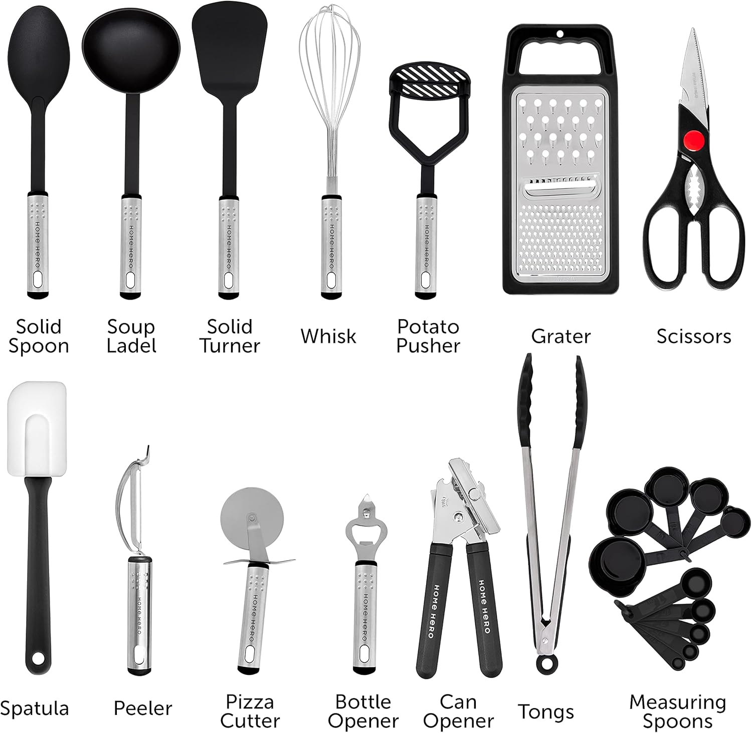 Kitchen Utensils Set - 25pieces Non-Stick Heat Resistant Cooking Utensils Set - Spoons Turners Spatula Ladle Set - Kitchen Tools Gadgets Accessories