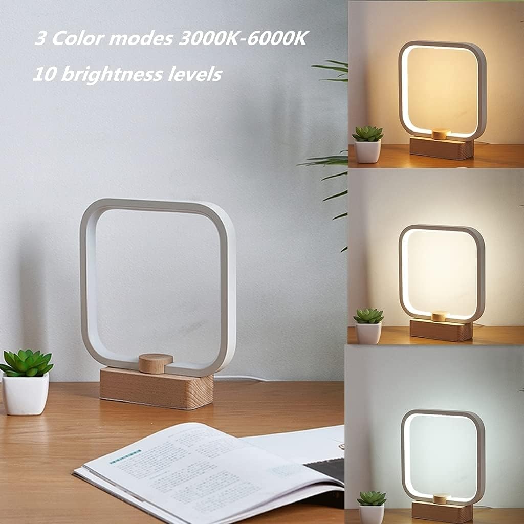 LED Wood Table Lamp, 3-Color Temperature Bedside Lamp,Bedroom Bedside Night Light, Dimmable Led Lighting, Small Table Lamps for Living Room OfficeCreative Home Decor, Unique House warmging Gift [Energy Class F]