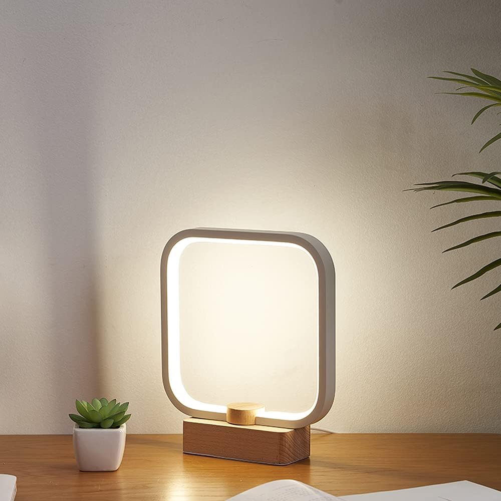 LED Wood Table Lamp, 3-Color Temperature Bedside Lamp,Bedroom Bedside Night Light, Dimmable Led Lighting, Small Table Lamps for Living Room OfficeCreative Home Decor, Unique House warmging Gift [Energy Class F]