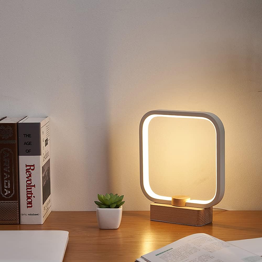 LED Wood Table Lamp, 3-Color Temperature Bedside Lamp,Bedroom Bedside Night Light, Dimmable Led Lighting, Small Table Lamps for Living Room OfficeCreative Home Decor, Unique House warmging Gift [Energy Class F]