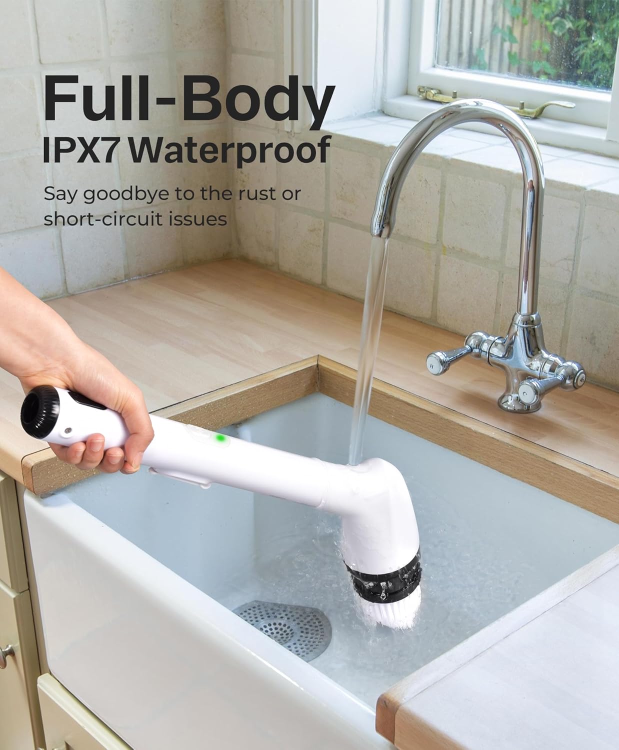 LyriFine Electric Cleaning Brush, Upgraded Full-Body IPX7 Waterproof Electric Spin Scrubber UK, 7 Heads, Long Handle & Dual Speed Electric Brush for Cleaning, Shower Cleaner for Bathroom Floor Tile