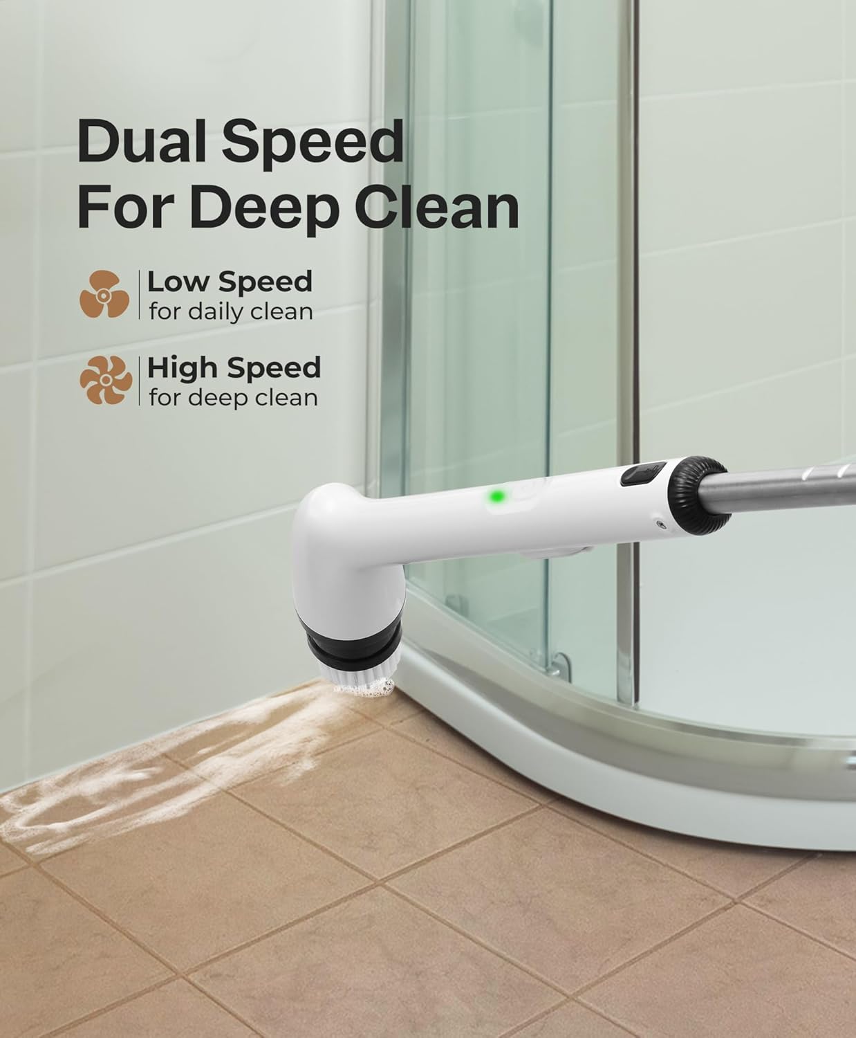 LyriFine Electric Cleaning Brush, Upgraded Full-Body IPX7 Waterproof Electric Spin Scrubber UK, 7 Heads, Long Handle & Dual Speed Electric Brush for Cleaning, Shower Cleaner for Bathroom Floor Tile
