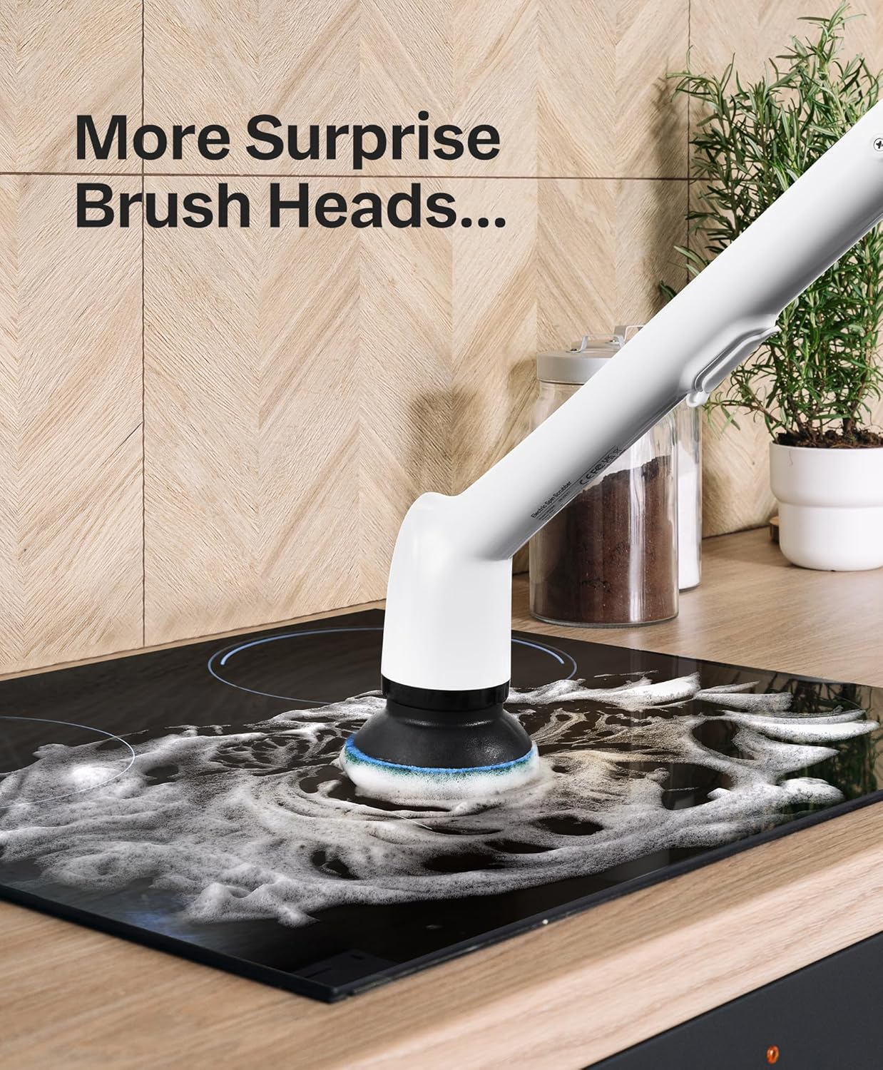 LyriFine Electric Cleaning Brush, Upgraded Full-Body IPX7 Waterproof Electric Spin Scrubber UK, 7 Heads, Long Handle & Dual Speed Electric Brush for Cleaning, Shower Cleaner for Bathroom Floor Tile