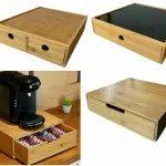 Bamboo Coffee Pod Holder Stand – Tea & Coffee Machine Organizer with Sliding Drawer Storage