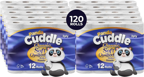 3‑Ply Quilted Toilet Paper – Ultra Soft & Gentle Bulk Loo Rolls, Bulk Bathroom Tissue - Maxi Value Pack of 120 Rolls