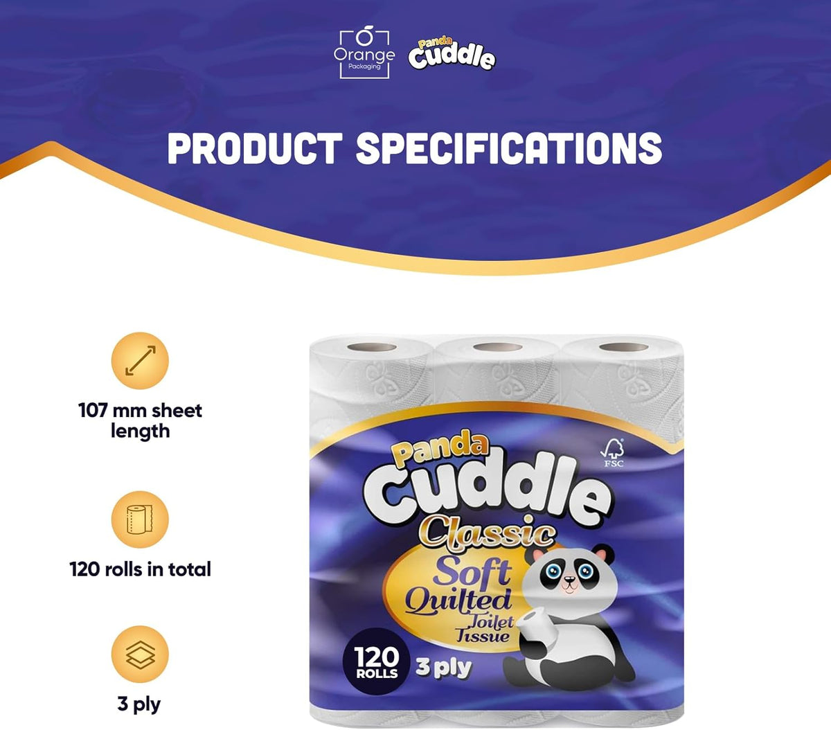 3‑Ply Quilted Toilet Paper – Ultra Soft & Gentle Bulk Loo Rolls, Bulk Bathroom Tissue - Maxi Value Pack of 120 Rolls