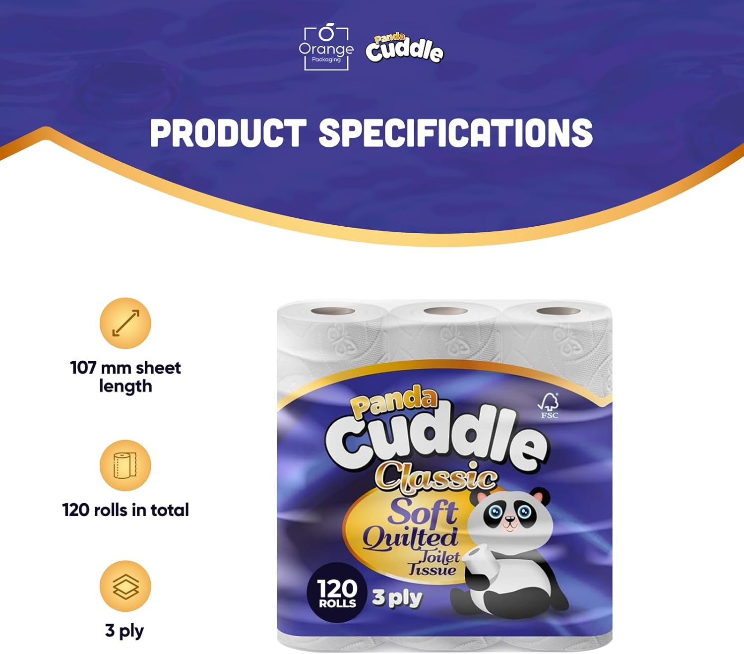 3‑Ply Quilted Toilet Paper – Ultra Soft & Gentle Bulk Loo Rolls, Bulk Bathroom Tissue - Maxi Value Pack of 120 Rolls