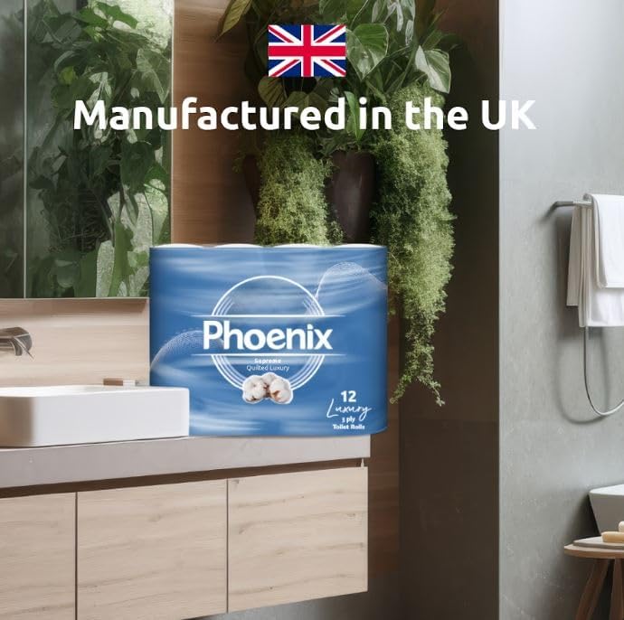Phoenix Toilet Rolls – 60 Pack | 3 Ply Supreme Unscented Toilet Paper | Bulk Buy, Soft, Quilted, Sustainably Sourced, Eco- Friendly Luxury Bathroom Tissue