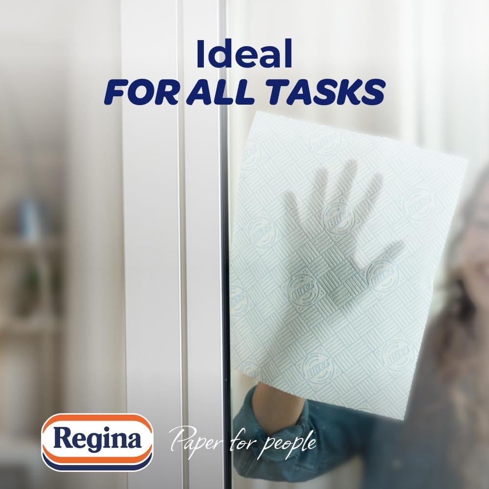 Regina Blitz Household Towels – 12 Packs, 3-ply Kitchen Rolls, 70 Sheets Each, FSC Certified, Recyclable, 60% Larger Sheets