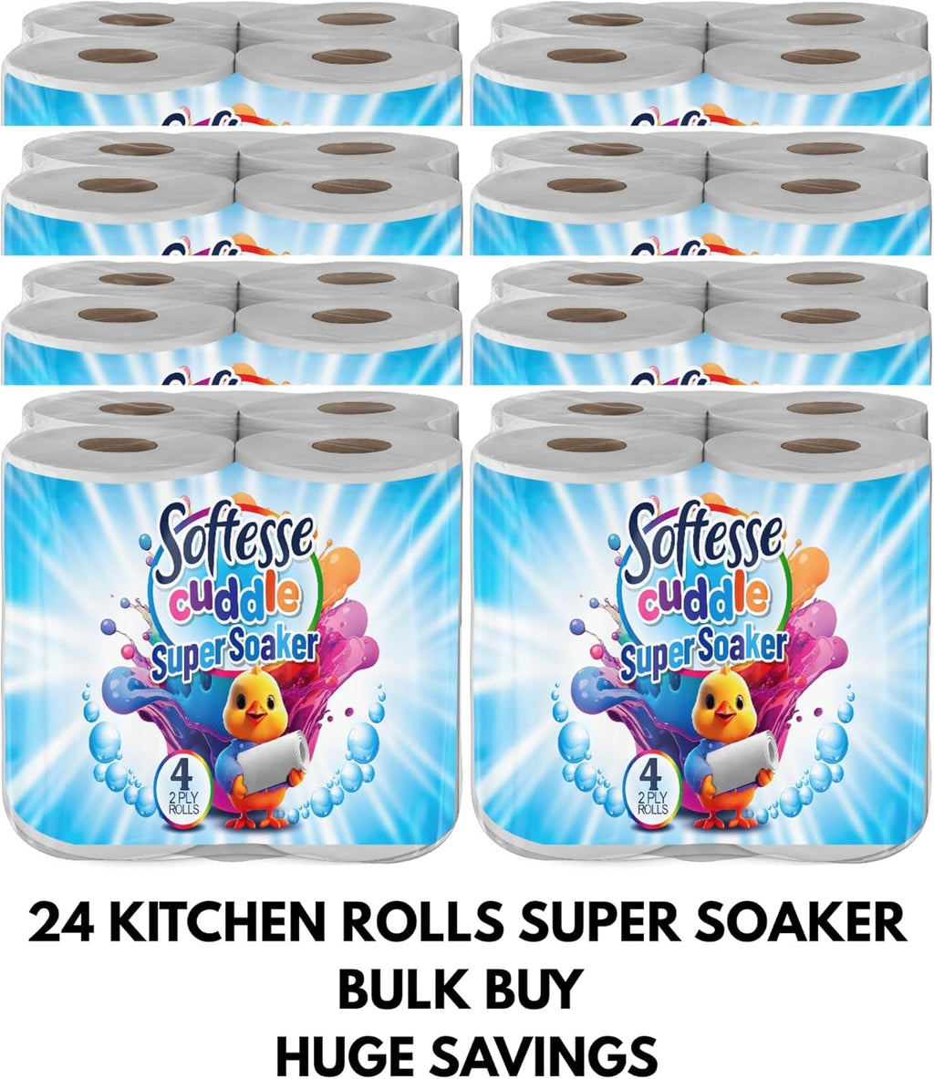 Cuddle Mega Tissue Rolls Bundle Set – 45 Luxury 3-Ply Toilet Rolls, 24 Kitchen Rolls, 6 Multipurpose Blue Rolls – Bulk Buy Savings, Ultra-Soft, Durable, Eco-Friendly Design