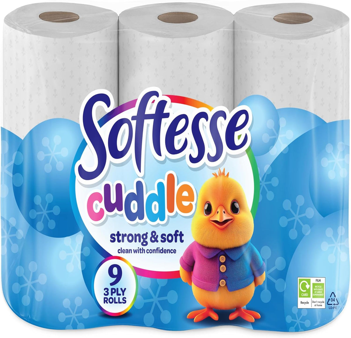 Cuddle Mega Tissue Rolls Bundle Set – 45 Luxury 3-Ply Toilet Rolls, 24 Kitchen Rolls, 6 Multipurpose Blue Rolls – Bulk Buy Savings, Ultra-Soft, Durable, Eco-Friendly Design