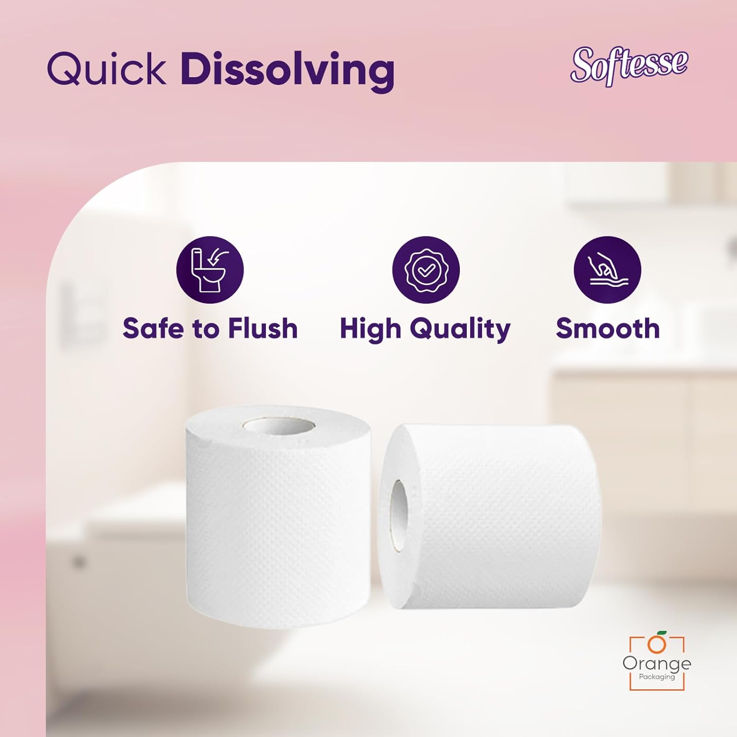 Toilet Paper 60 Rolls, 3 Ply Toilet Rolls Bulk Buy, Luxuriously Soft, Gentle and Hypoallergenic Sustainable Toilet Rolls - Quilted Toilet Roll for Your Family - Dermatologically Tested