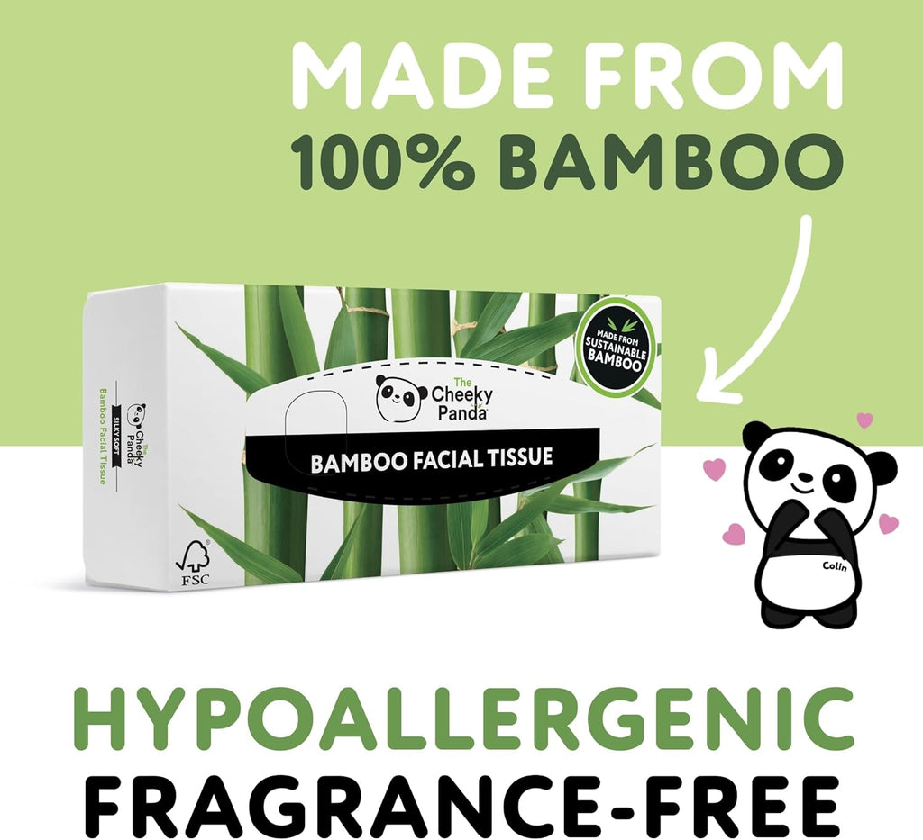 The Cheeky Panda Bamboo Facial Tissues Box Multipack | 12 Boxes of Tissues (960 Tissues) | Silky Soft and Sustainable Face Tissues