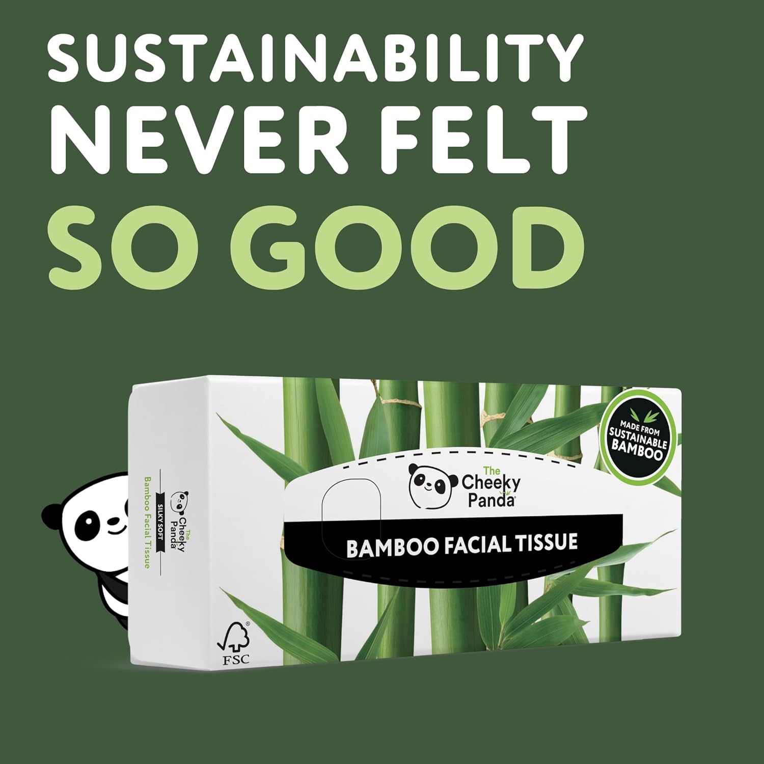 The Cheeky Panda Bamboo Facial Tissues Box Multipack | 12 Boxes of Tissues (960 Tissues) | Silky Soft and Sustainable Face Tissues