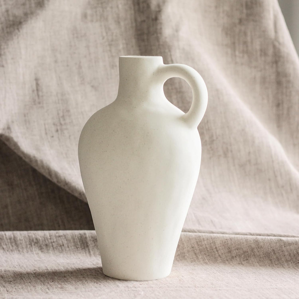 Room Accessories - White Ceramic Vase with 55 cm Olive Branches