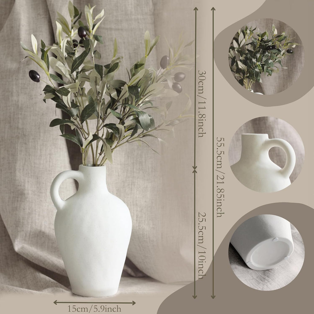 Room Accessories - White Ceramic Vase with 55 cm Olive Branches