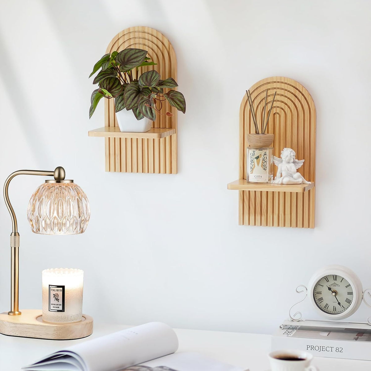 Wooden Small Hanging Shelves for Plant Candle - Room Decoration