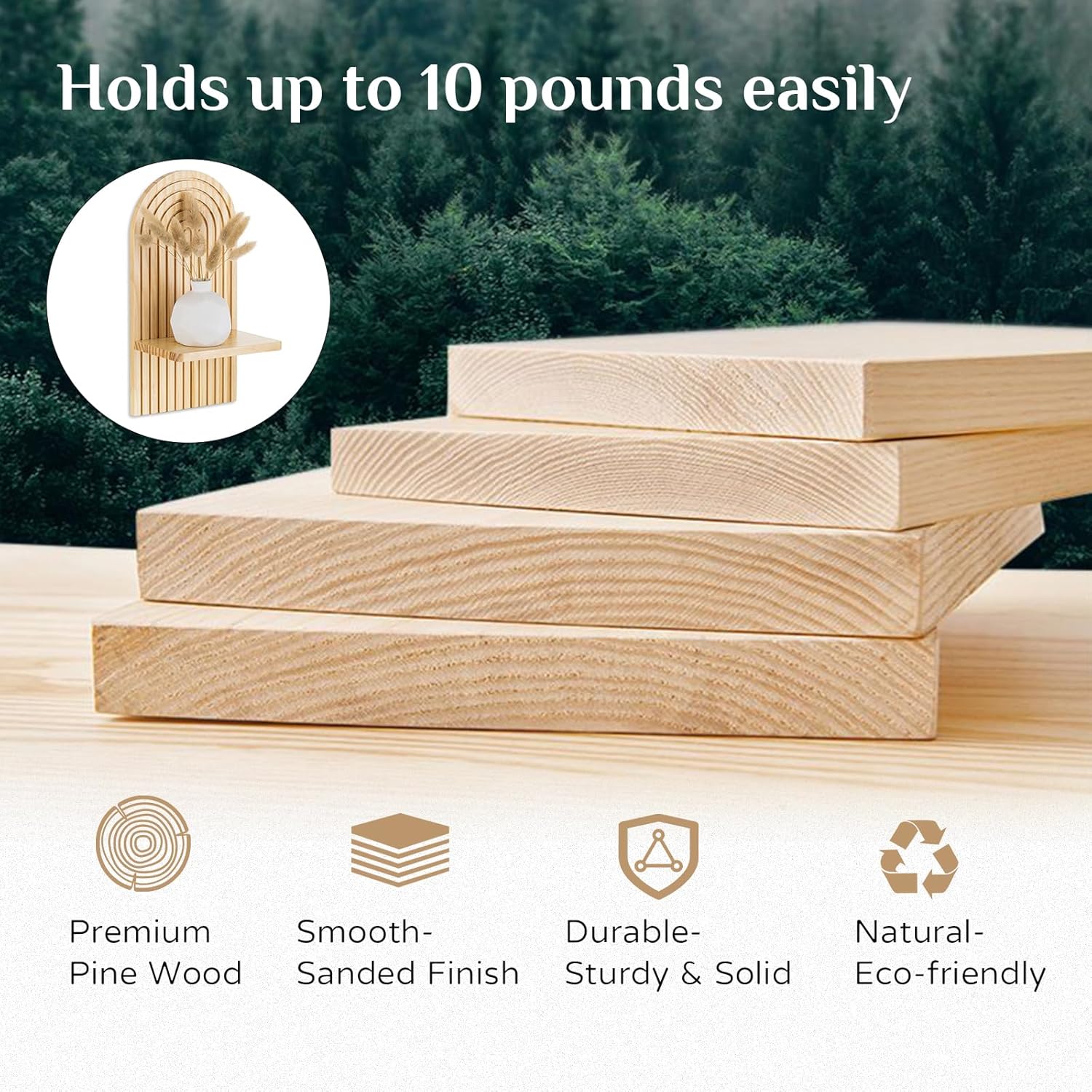 Wooden Small Hanging Shelves for Plant Candle - Room Decoration