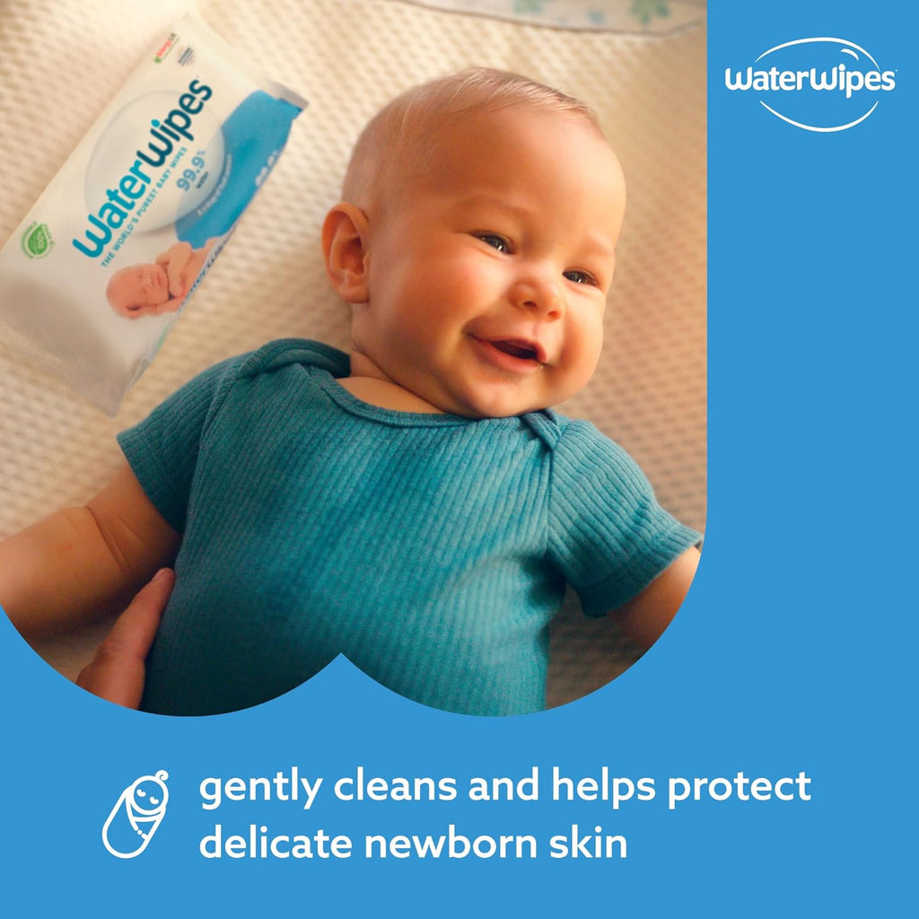 WaterWipes Original Baby Wipes, 720 Count (12 Packs), 99.9% Water, 3-In-1 Cleans, Cares, Protects, Unscented, Packaging May Vary