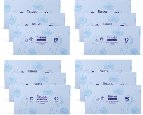 3-Ply Facial Tissues, 1080 Count (12 Packs of 90) (Previously Presto!)