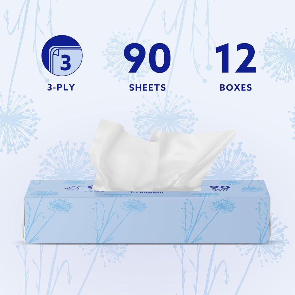3-Ply Facial Tissues, 1080 Count (12 Packs of 90) (Previously Presto!)